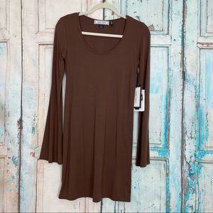 NWT Yamis Dawni Variette Long Sleeve Brown Dress Size Small